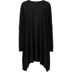 Długi sweter bonprix czarny. Czarne swetry damskie bonprix, bez wzorów, z długim rękawem, długie, bez kaptura. Za 109,99 zł.
