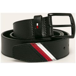 Tommy Hilfiger - Pasek skórzany. Czarne paski męskie TOMMY HILFIGER, w paski, ze skóry. W wyprzedaży za 149,90 zł.