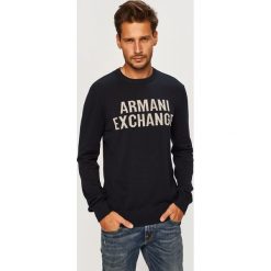 Armani Exchange - Sweter. Niebieskie swetry męskie Armani Exchange, m, bez wzorów, z elastanu, z okrągłym kołnierzem, bez kaptura. W wyprzedaży za 249,90 zł.
