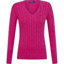 Sweter w kolorze różowym. Różowe swetry damskie Denim Culture, l, z haftami, z bawełny, bez rękawów, bez kaptura. W wyprzedaży za 144,95 zł.