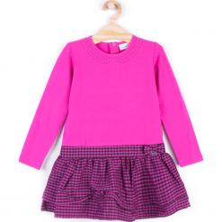 Sukienka. Czerwone sukienki dziewczęce z falbanami SUPER GIRL, z bawełny, z długim rękawem, długie. Za 39,90 zł.