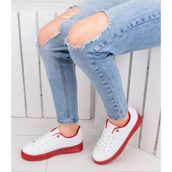 Buty sportowe damskie Abloom W-68 Biało-Czerwone. Czerwone buty sportowe damskie ABLOOM, bez wzorów, z tkaniny, klasyczne. Za 49,00 zł.