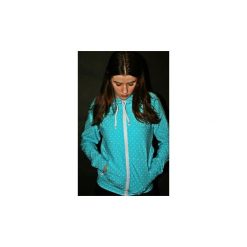 Bluzy damskie: BLUZA BUTTON HOODIE DOTS UNISEX miętowa