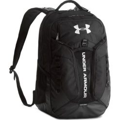 Plecak UNDER ARMOUR - Contender Backpack 1277418-001 Blk/Blk/Slv R. Czarne torby męskie skórzane marki Under Armour, bez wzorów, z tkaniny, sportowe. Za 349,95 zł.