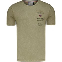 T-shirt AERONAUTICA MILITARE Zielony. Zielone t-shirty męskie marki Aeronautica Militare, z nadrukiem, z bawełny, militarne, z okrągłym kołnierzem. Za 300,00 zł.