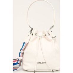 Pepe Jeans - Torebka Eva. Białe torby damskie na zakupy Pepe Jeans, w paski, z poliesteru, na ramię, duże, bez dodatków. W wyprzedaży za 219,90 zł.