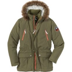 Parka ocieplana bonprix ciemnooliwkowy. Zielone parki męskie bonprix, na zimę, m, bez wzorów. Za 219,99 zł.