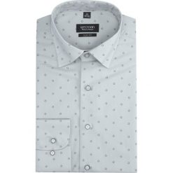Koszula davis 2838 długi rękaw slim fit szary. Szare koszule męskie Recman, m, bez wzorów, bez kołnierzyka, z długim rękawem. Za 149,00 zł.