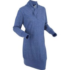 Sukienka dresowa, długi rękaw bonprix kobaltowy melanż. Niebieskie sukienki damskie bonprix, bez wzorów, z dresówki, bez kołnierzyka, z długim rękawem, długie, maxi. Za 49,99 zł.