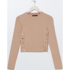 Bluzka z ozdobnymi napami - Beżowy. Brązowe bluzki damskie Sinsay, xl, bez wzorów, bez kołnierzyka, bez rękawów. Za 29,99 zł.