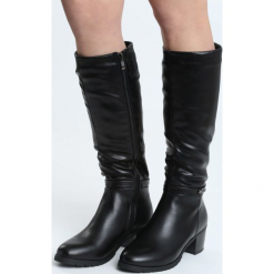 Czarne Kozaki Never Fiction. Czarne buty zimowe damskie marki Born2be, ze skóry, na wysokim obcasie, na słupku. Za 189,99 zł.