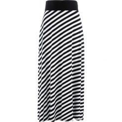 Spódnica shirtowa bonprix czarno-biały w paski. Czarne spódniczki damskie bonprix, na lato, w paski, z dzianiny, długie, maxi. Za 74,99 zł.