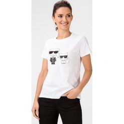 Karl Lagerfeld Ikonik Karl & Choupette Koszulka Biały. Białe koszulki damskie KARL LAGERFELD, s, z nadrukiem, z bawełny, bez kołnierzyka. Za 347,95 zł.