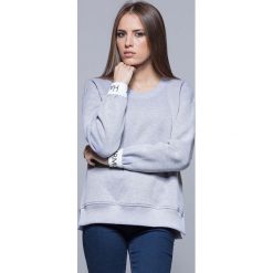 Bluzy damskie: Szara Nierozpinana Bluza Dresowa z Ozdobną Gumką na Rękawach