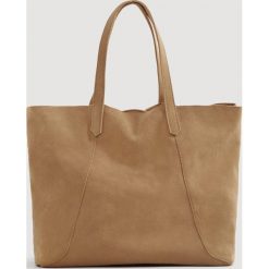 Mango - Torebka skórzana Julia. Brązowe shopper bag damskie Mango, z bawełny, do ręki, duże, zamszowe. Za 159,90 zł.
