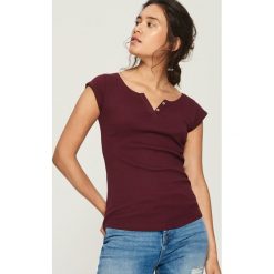 T-shirt z zapięciem - Bordowy. Czerwone t-shirty damskie Sinsay, l. Za 14,99 zł.