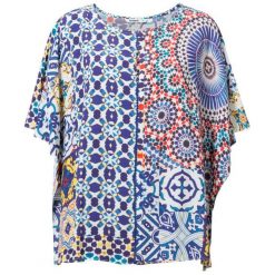 Desigual Bluzka Damska Blus Agadir S Wielokolorowy. Niebieskie bluzki damskie marki Desigual, s, bez wzorów, bez kołnierzyka, bez rękawów. Za 349,00 zł.
