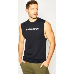 Koszulka techniczna Tommy Sport Logo Training S20S200358. Niebieskie koszulki męskie Tommy Sport, s, bez wzorów, z bawełny, polo, bez rękawów. Za 159,00 zł.