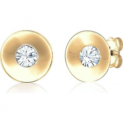 Pozłacane kolczyki-wkrętki z kryształkami Swarovski. Żółte kolczyki damskie marki Julie & Grace, z kryształem, pozłacane. W wyprzedaży za 77,95 zł.