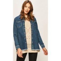 Answear - Kurtka jeansowa. Niebieskie kurtki damskie ANSWEAR, s, bez wzorów, z bawełny, długie, bez kaptura. W wyprzedaży za 99,90 zł.