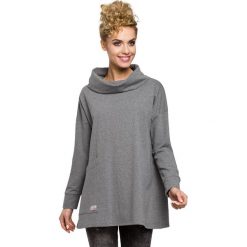 EVE Bluza oversize z kominem i kieszenią - szara. Szare bluzy damskie marki Moe, s, z bawełny. Za 129,99 zł.