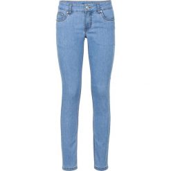 Dżinsy ze stretchem SKINNY bonprix niebieski "bleached”. Niebieskie boyfriendy damskie bonprix, z jeansu. Za 99,99 zł.