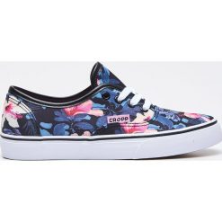 Trampki damskie slip on: Trampki z kwiatowym wzorem – Czarny