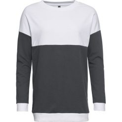 Bluza dresowa bonprix biało-antracytowy. Białe bluzy damskie bonprix, z dresówki, bez kaptura. Za 59,99 zł.