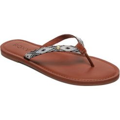 Roxy Japonki Janel J Sndl Blk Black 40. Czarne klapki damskie Roxy, w paski, ze skóry, bez obcasa. Za 129,00 zł.