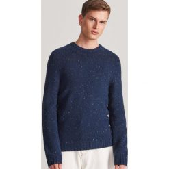 Sweter z melanżowej dzianiny - Granatowy. Niebieskie swetry męskie Reserved, s, bez wzorów, z dzianiny, bez kołnierzyka, bez kaptura. Za 99,99 zł.
