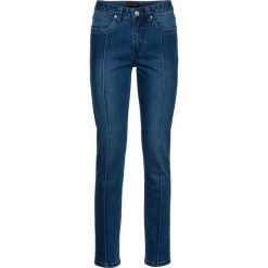 Dżinsy SKINNY ze szczypankami, długość do kostki bonprix niebieski "medium denim". Niebieskie jeansy damskie marki bonprix, z nadrukiem. Za 99,99 zł.