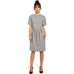 CARLOTTA Sukienka z zakładkami - szara. Szare sukienki damskie BE, s, bez wzorów, z elastanu, eleganckie, bez kołnierzyka, bez rękawów. W wyprzedaży za 160,00 zł.