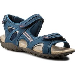 Sandały GEOX - D Sand.Strel C D1125C 0EK15 C4008 Denim. Niebieskie klapki damskie Geox, bez wzorów, ze skóry ekologicznej, bez obcasa. W wyprzedaży za 199,00 zł.