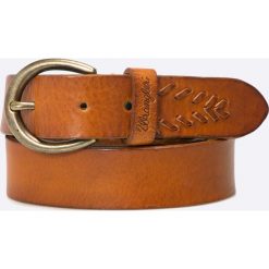Wrangler - Pasek skórzany. Pomarańczowe paski damskie marki Wrangler, w paski, ze skóry. W wyprzedaży za 89,90 zł.