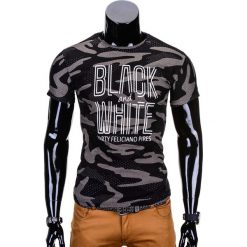 T-shirty męskie: T-SHIRT MĘSKI Z NADRUKIEM S741 – BRĄZOWY