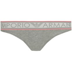 Stringi Emporio Armani Underwear 162468 9P217 01548. Szare stringi damskie Emporio Armani Underwear, l, bez wzorów, z elastanu. W wyprzedaży za 89,00 zł.