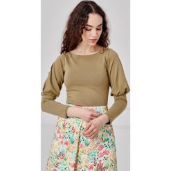 Bluzka Molinara khaki XXS zielony. Zielone bluzki damskie Marie Zélie, s, w paski, z elastanu, bez kołnierzyka, z długim rękawem. Za 167,00 zł.
