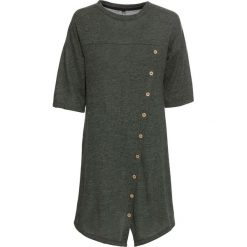 Sukienka z plisą guzikową bonprix zielony. Zielone sukienki damskie bonprix, bez wzorów, bez kołnierzyka, z krótkim rękawem, krótkie, mini, plisowane. Za 109,99 zł.