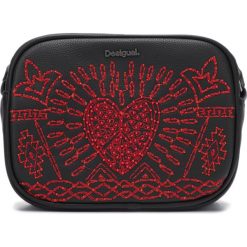Desigual Beating Heart Virgin Cross body bag Czarny Czerwony. Czerwone torebki klasyczne damskie Desigual, w paski, z materiału, z haftem. Za 274,95 zł.