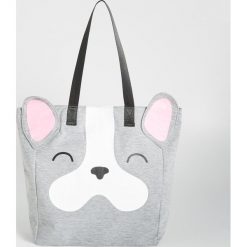 Torba shopper z motywem psa - Jasny szar. Szare torby damskie na zakupy marki Sinsay, bez wzorów, bez dodatków. Za 59,99 zł.