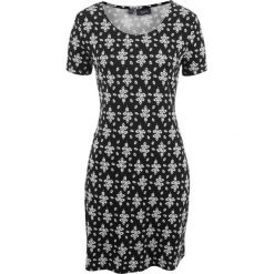 Krótka sukienka shirtowa bonprix czarny w kwiaty. Czarne sukienki damskie bonprix, w kwiaty, bez kołnierzyka, z krótkim rękawem, krótkie, mini. Za 74,99 zł.