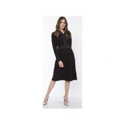 SUKIENKA ELEGANCKA Z KOŁNIERZYKIEM, SUK167. Czarne sukienki damskie Lanti, bez wzorów, eleganckie, bez kołnierzyka, bez rękawów, midi. Za 173,00 zł.