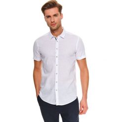 Koszula krótki rękaw męska slim fit. Białe koszule męskie Top Secret, m, bez wzorów, z bawełny, bez kołnierzyka, z krótkim rękawem. W wyprzedaży za 54,99 zł.
