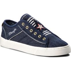 Tenisówki WRANGLER - Peggy Marina WL181522 Navy 16. Niebieskie półbuty damskie Wrangler, bez wzorów, z gumy, bez zapięcia. W wyprzedaży za 149,00 zł.