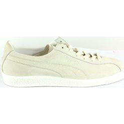 Skórzane sneakersy w kolorze beżowym. Brązowe trampki męskie Puma, na sznurówki. W wyprzedaży za 150,95 zł.