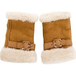 Rękawiczki Damskie UGG - W Fingerless Glove W/Belt 17377 Chestnut. Pomarańczowe rękawiczki damskie Ugg, bez wzorów, ze skóry. W wyprzedaży za 429,00 zł.