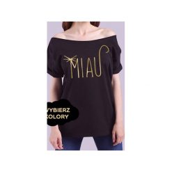 S-xxl miau wybierz kolor oversize. Niebieskie bluzki dziewczęce One mug a day, z nadrukiem, z bawełny, bez kołnierzyka, z krótkim rękawem, krótkie, bez kaptura. Za 89,00 zł.