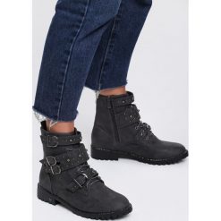 Szare Botki Whipping Post. Szare botki damskie Renee, ze skóry, za kostkę, bez obcasa, na obcasie, na sznurówki. Za 119,99 zł.