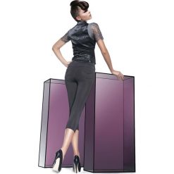 Legginsy Sandra krótkie. Szare rajstopy damskie Basbleu, z aplikacjami. Za 76,99 zł.