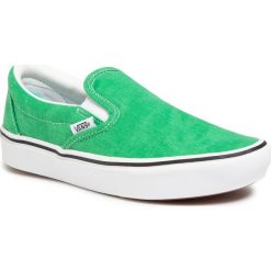 Tenisówki VANS - Comfycush Slip-On VN0A3WMDWYC1 (Washed Canvas)Fern Green. Zielone półbuty damskie Vans, bez wzorów, z gumy, bez zapięcia. Za 339,00 zł.